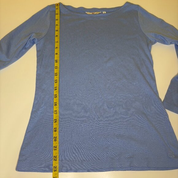 Vineyard Vines Womens Round Neck Long Sleeves Top Sz Small Blue Pima Modal Blend - Picture 6 of 7